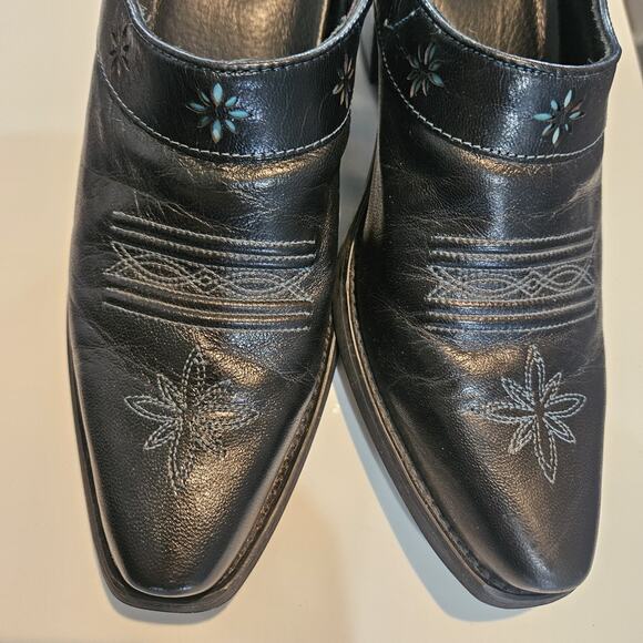 Ariat Desert Star Womens Size 7B Mules Leather Black Turquoise Western - Picture 6 of 11